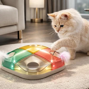 gato juega instintivamente con juguete interactivo para gatos