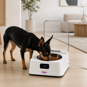 comedero automático para perros con sensor de acercamiento para abrir y cerrar la tapa transparente