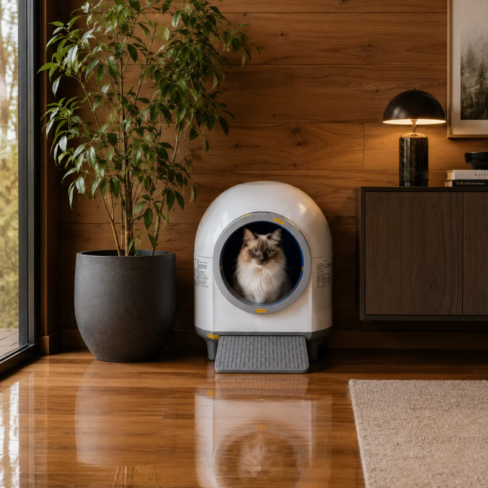 arenero automático para gatos simplificando la limpieza de residuos y cuidando la salud del gato