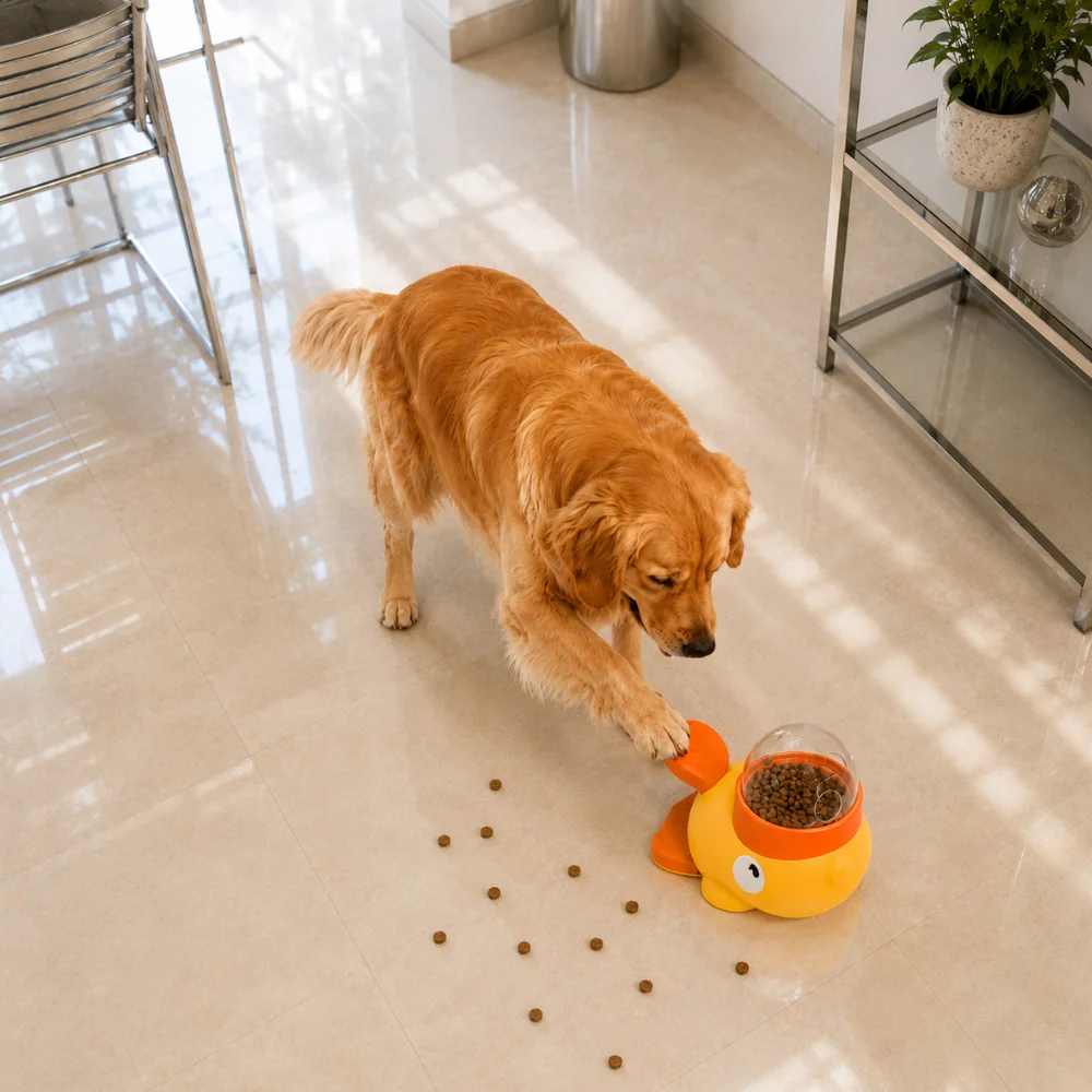 Juguete dispensador de alimentos para perros | Diversión, aprendizaje y recompensa 4 Juguete interactivo PetHeart para perros, dispensador lento de snacks.