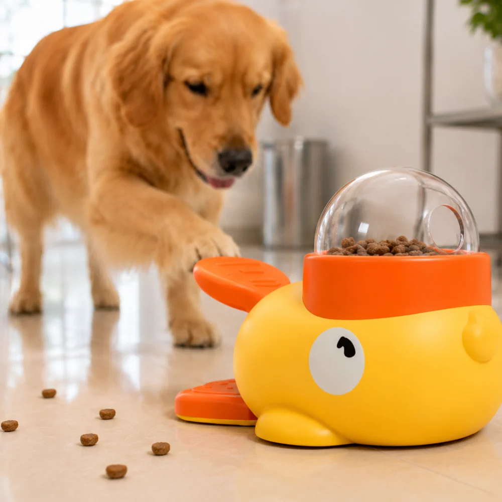 Juguete dispensador de alimentos para perros | Diversión, aprendizaje y recompensa 2 perro juega y se divierte con juguete interactivo repartidor de snacks